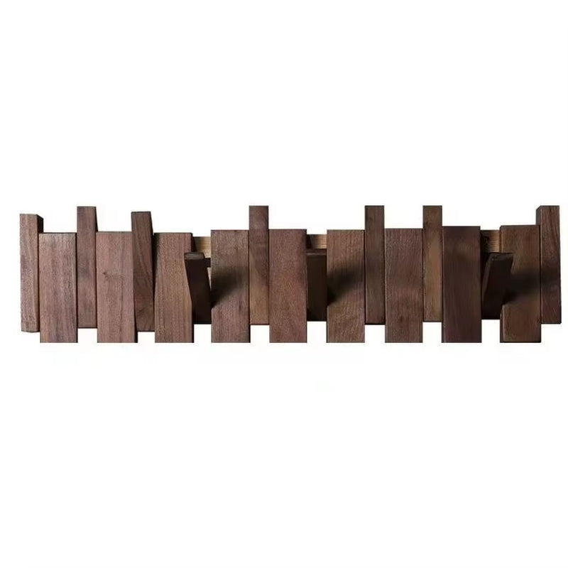 Wooden Beech Walnut Hanger Hidden Decoration Wall Hanging Row Hook Imitation Piano Button Design Doorway Coat Rack Minimalist