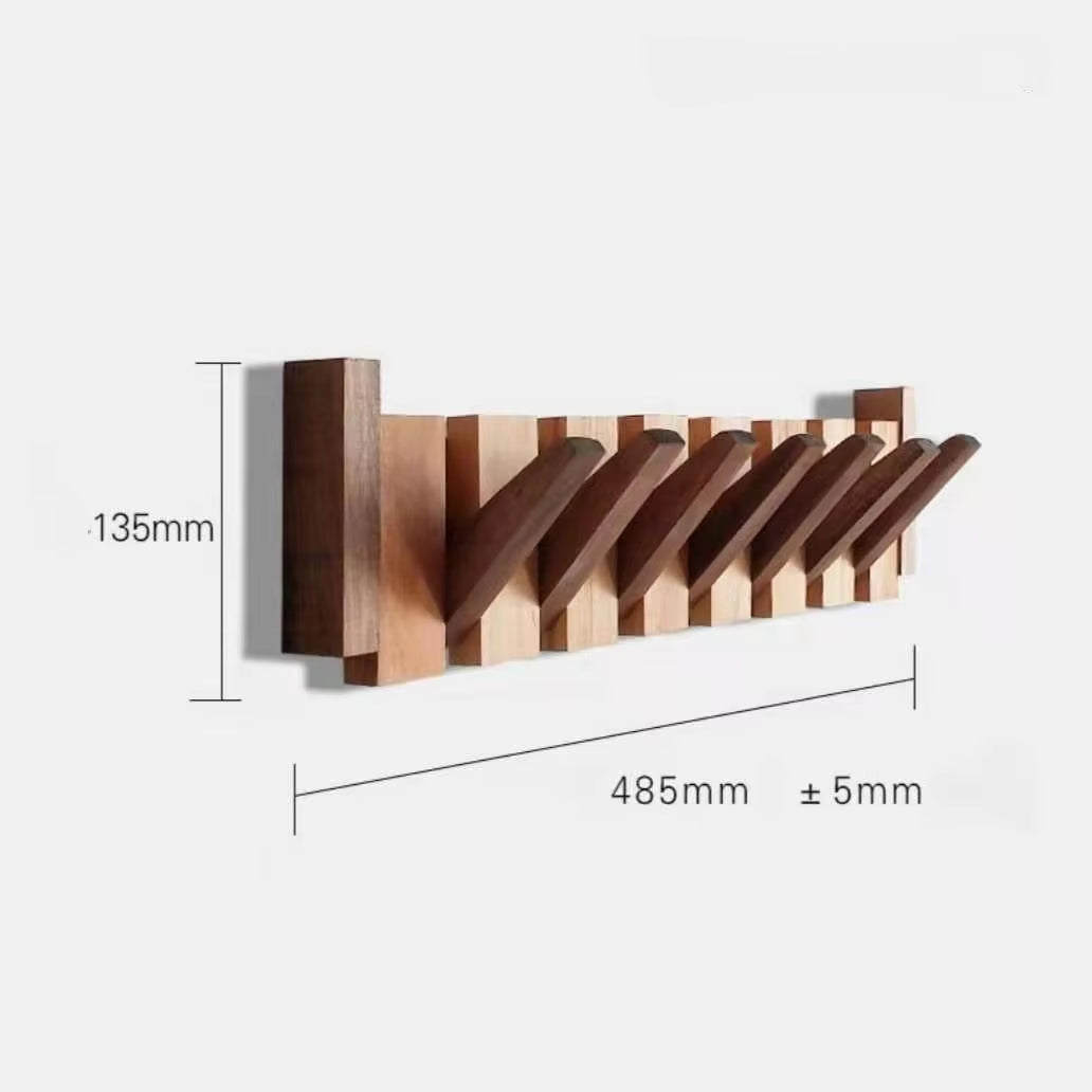 Wooden Beech Walnut Hanger Hidden Decoration Wall Hanging Row Hook Imitation Piano Button Design Doorway Coat Rack Minimalist
