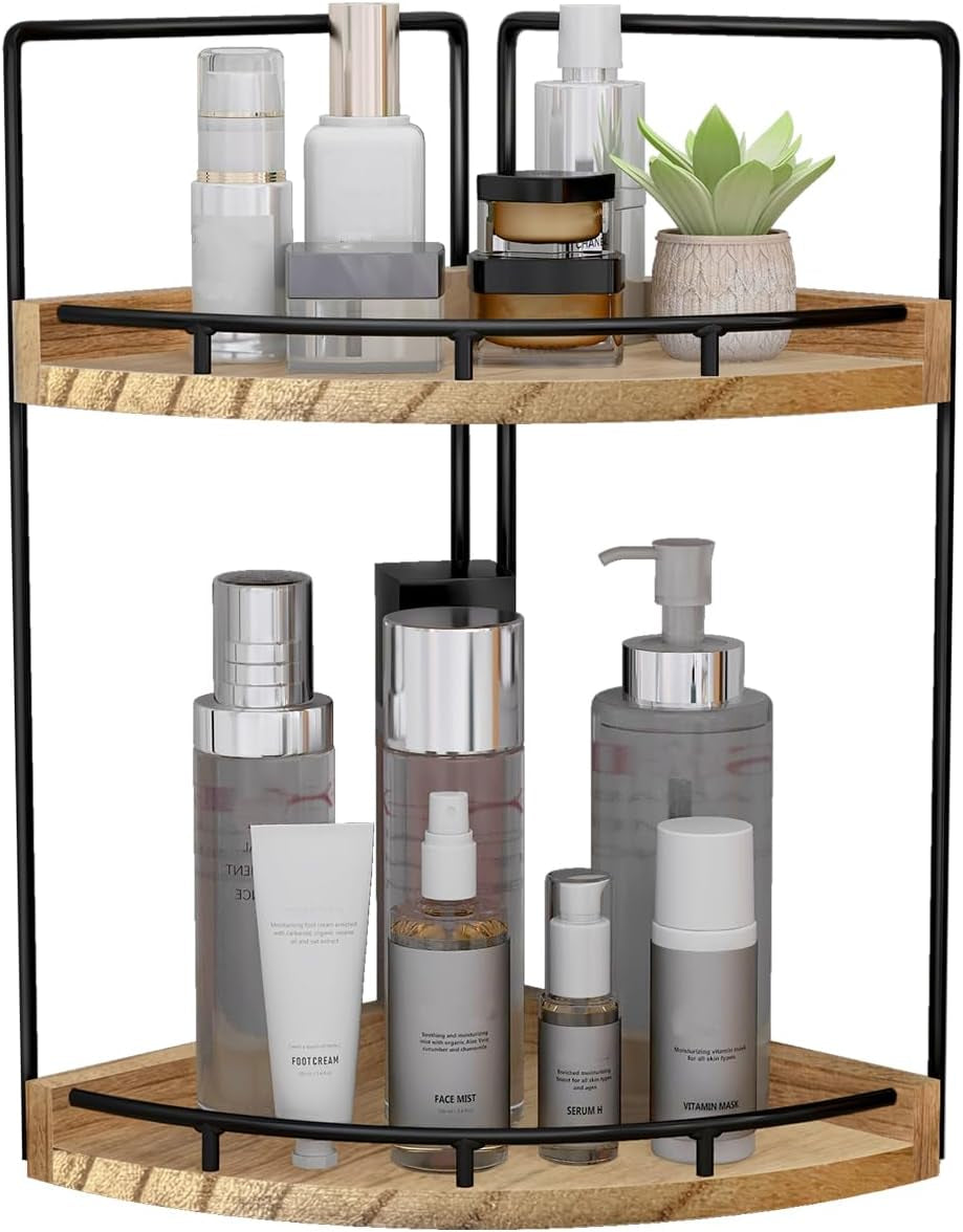Elevate Your Space with Our Stylish 2-Tier Wood Bathroom Counter Organizer - Perfect for Skincare and More!