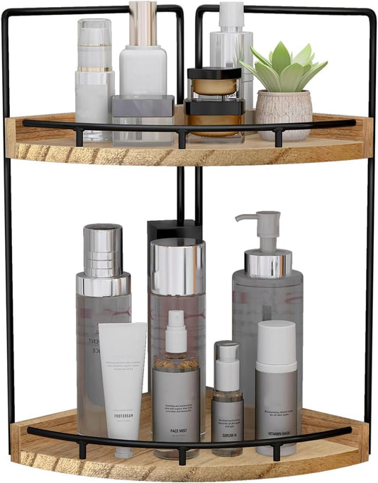 Elevate Your Space with Our Stylish 2-Tier Wood Bathroom Counter Organizer - Perfect for Skincare and More!