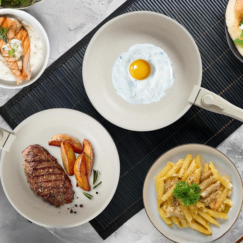 12 Pcs Pots and Pans Set Nonstick - Kitchen Cookware Set with Detachable Handle, Induction Cookware, Dishwasher Oven Safe