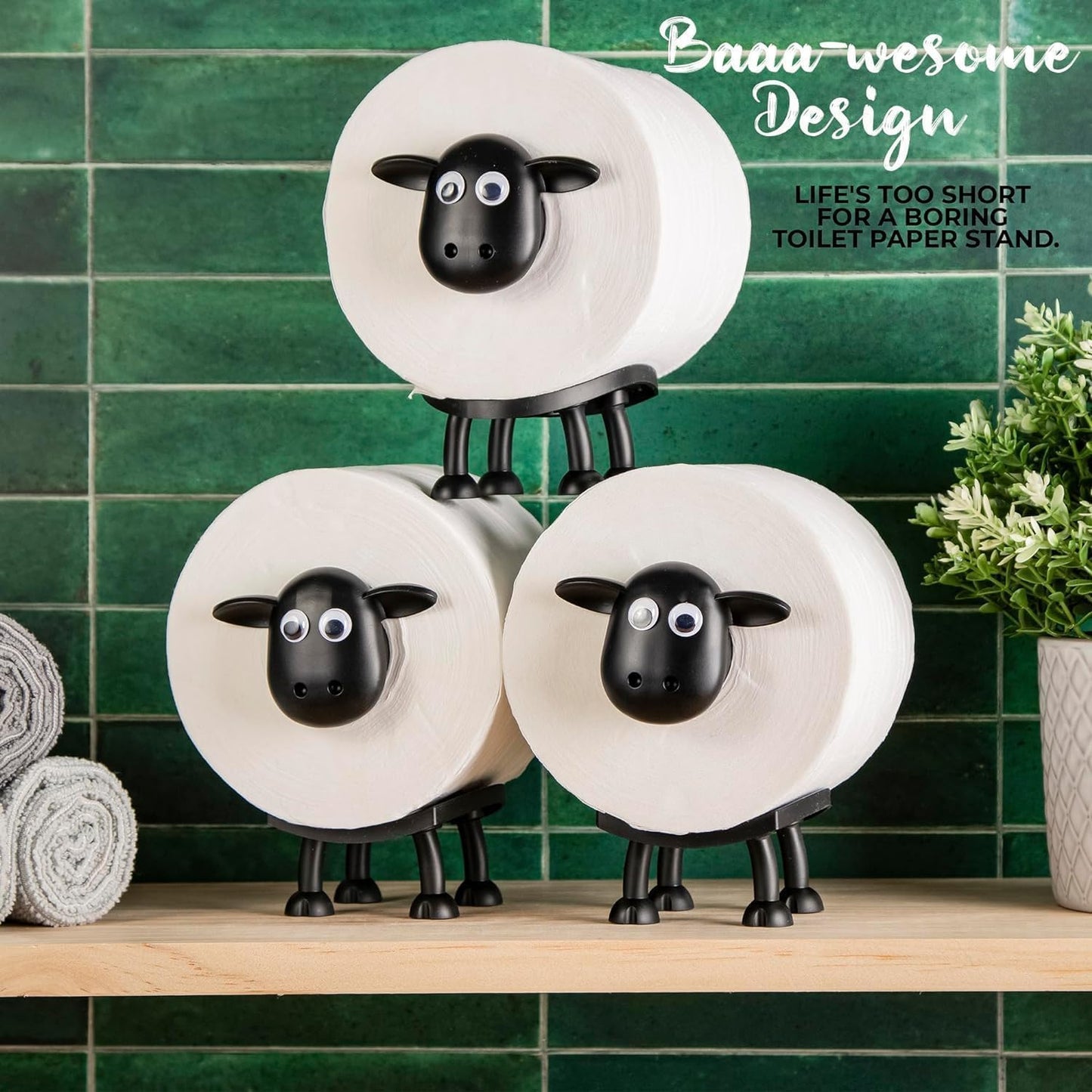 Add a Touch of Whimsy to Your Bathroom with the 3D Printed Black Sheep Toilet Roll Holder Set - Fun, Functional, and Unique Bathroom Decor!