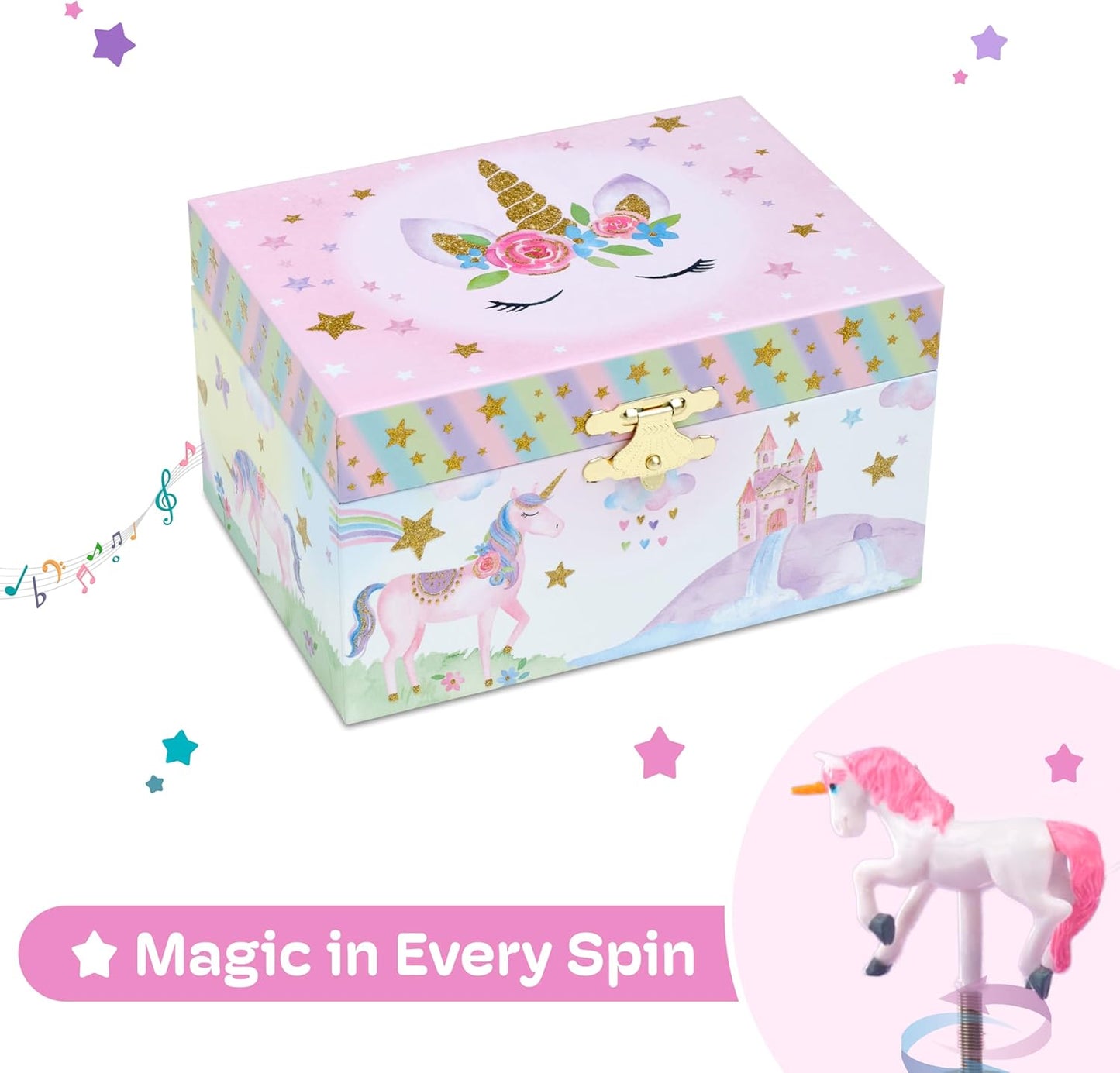 Jewelry Box for Girls, Party Unicorn Musical Jewelry Boxes, the Beautiful Dreamer Tune and Spinning Unicorn Doll, Toys for Girls