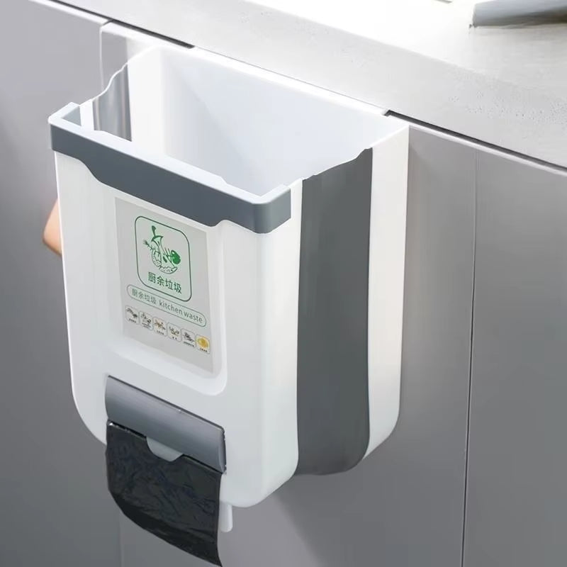 Wall-Mounted Folding Trash Can for Kitchen Cabinets and Vehicles