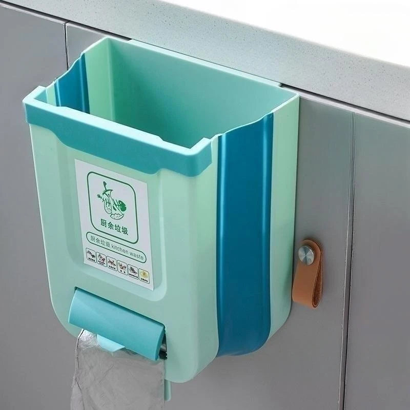 Wall-Mounted Folding Trash Can for Kitchen Cabinets and Vehicles