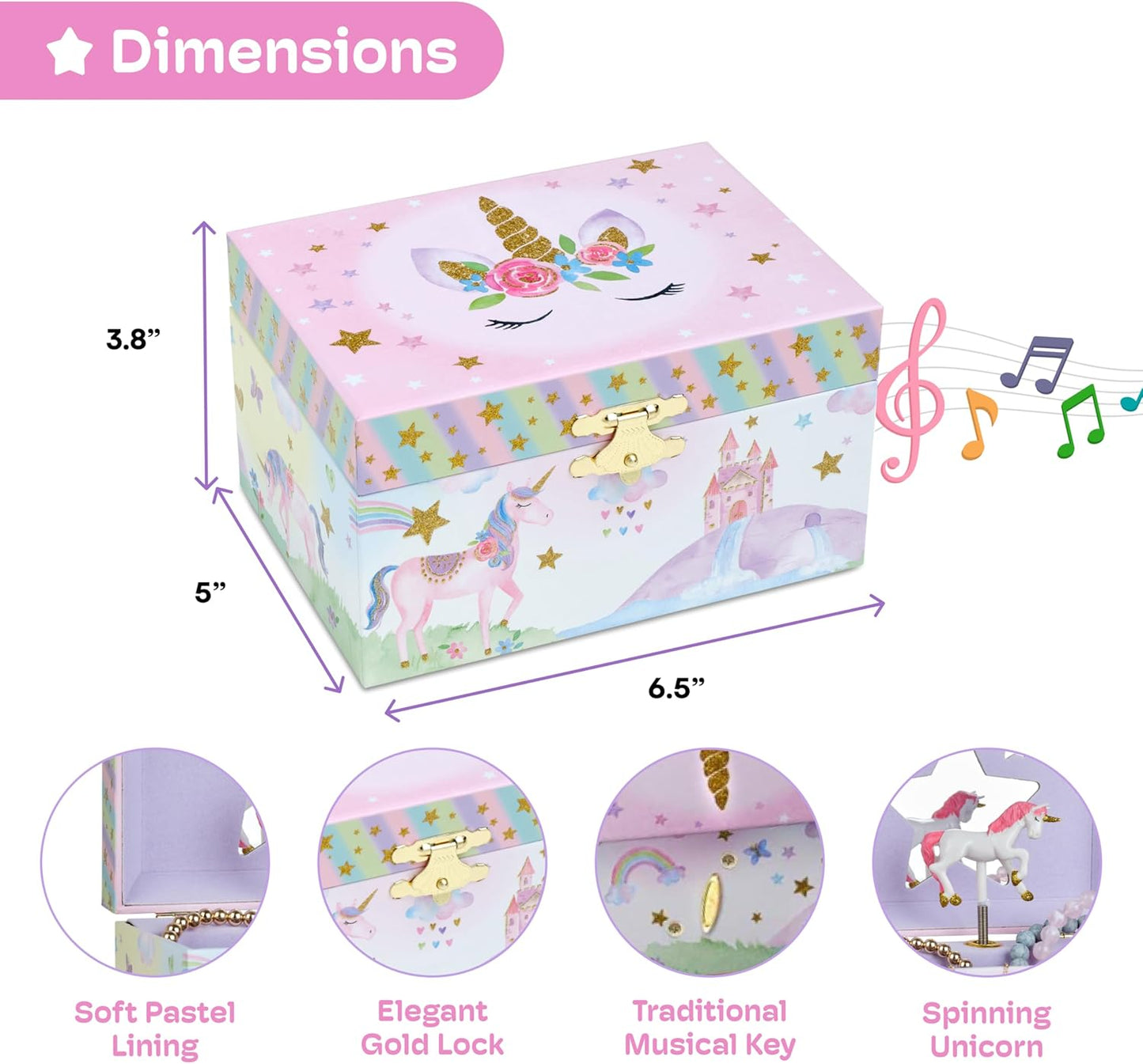 Jewelry Box for Girls, Party Unicorn Musical Jewelry Boxes, the Beautiful Dreamer Tune and Spinning Unicorn Doll, Toys for Girls