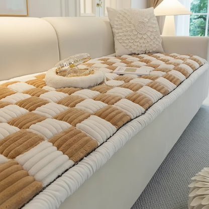 Magic Sofa Cover Thicken Garden Protective Couch Cover Plaid Cream-Coloured Large Plaid Square Pet Mat Bed Flannel Couch Cover