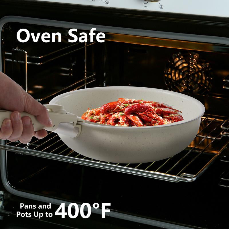 12 Pcs Pots and Pans Set Nonstick - Kitchen Cookware Set with Detachable Handle, Induction Cookware, Dishwasher Oven Safe