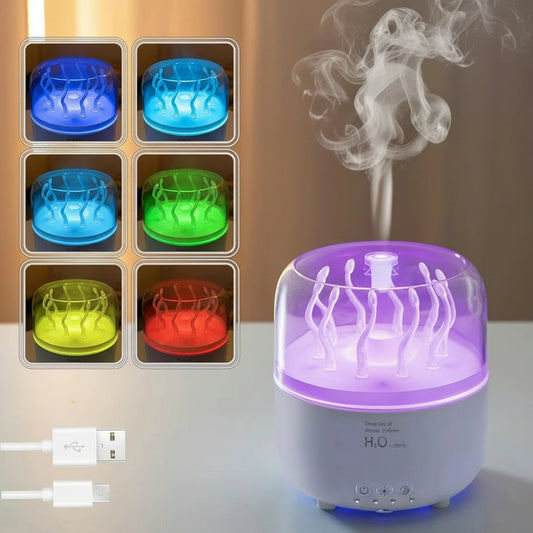 Air Humidifier for Bedroom 280ML Rotating Sea Grass Ultrasonic Aromatherapy Diffusers Mist Maker Fragrance Essential Oil Aroma