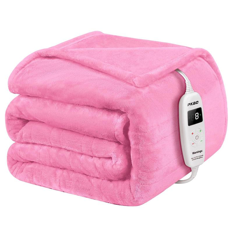 PKBD Heated Blanket, Faux Rabbit Fur Electric Throw with 9 Heat Levels & Auto-Off, Full Body Warming, Machine Washable Winter Gift