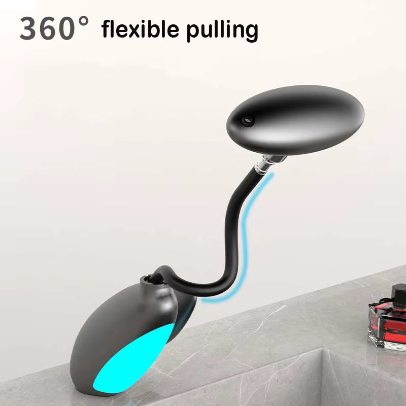Bathroom Basin Faucet with Led Light Tap Penguin Pull-Out Basin Deck Mounted Sink Mixers 3 Colors Change Rotate the Upper Spray