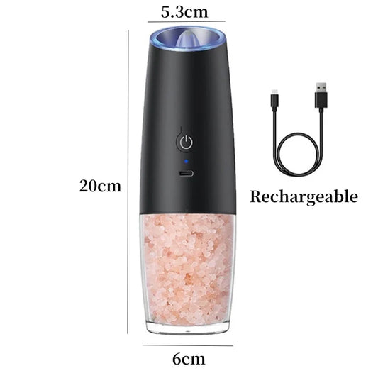 Gravity Induction Electric Salt and Pepper Grinder, USB Charging, Spice Shakers, Kitchen Tool, Pepper Mill Set, Seasoning Bottle