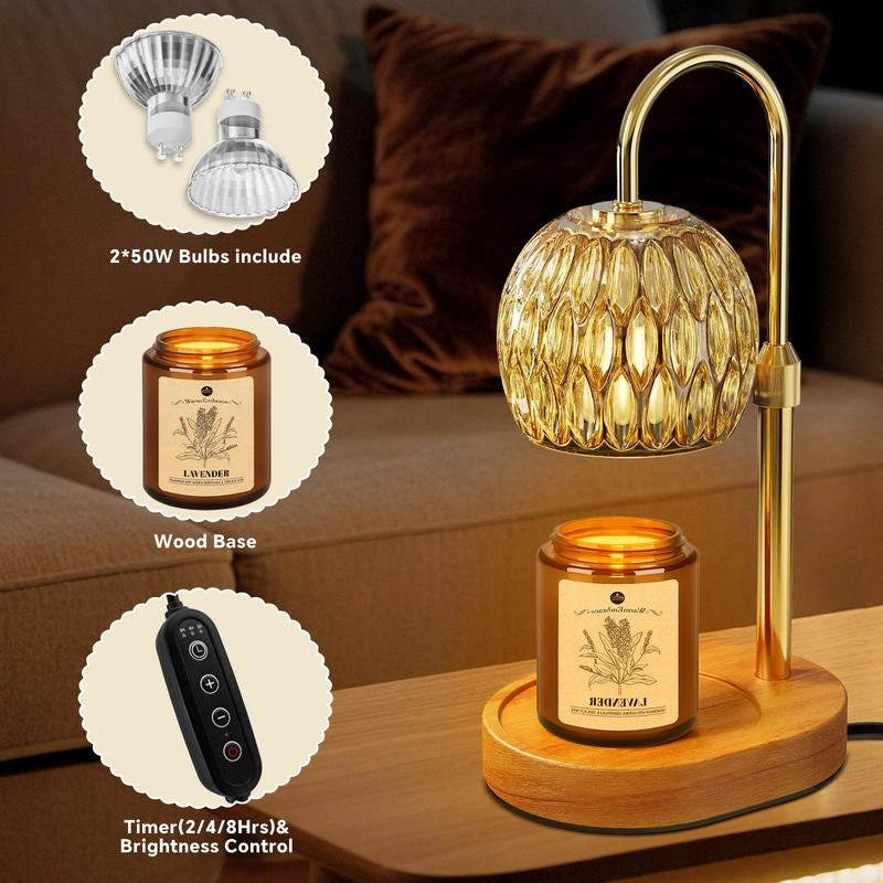 Warmembrace Candle Warmer Lamp, with Free Scented Candle and 2 Bulbs, Height Adjustable with Timer, Unique Boutique Candle Warm Lamp for Home & Bedroom Decor, Ideal Gift for Birthday/Mother'S Day, Halloween Gifts, Christmas Gifts