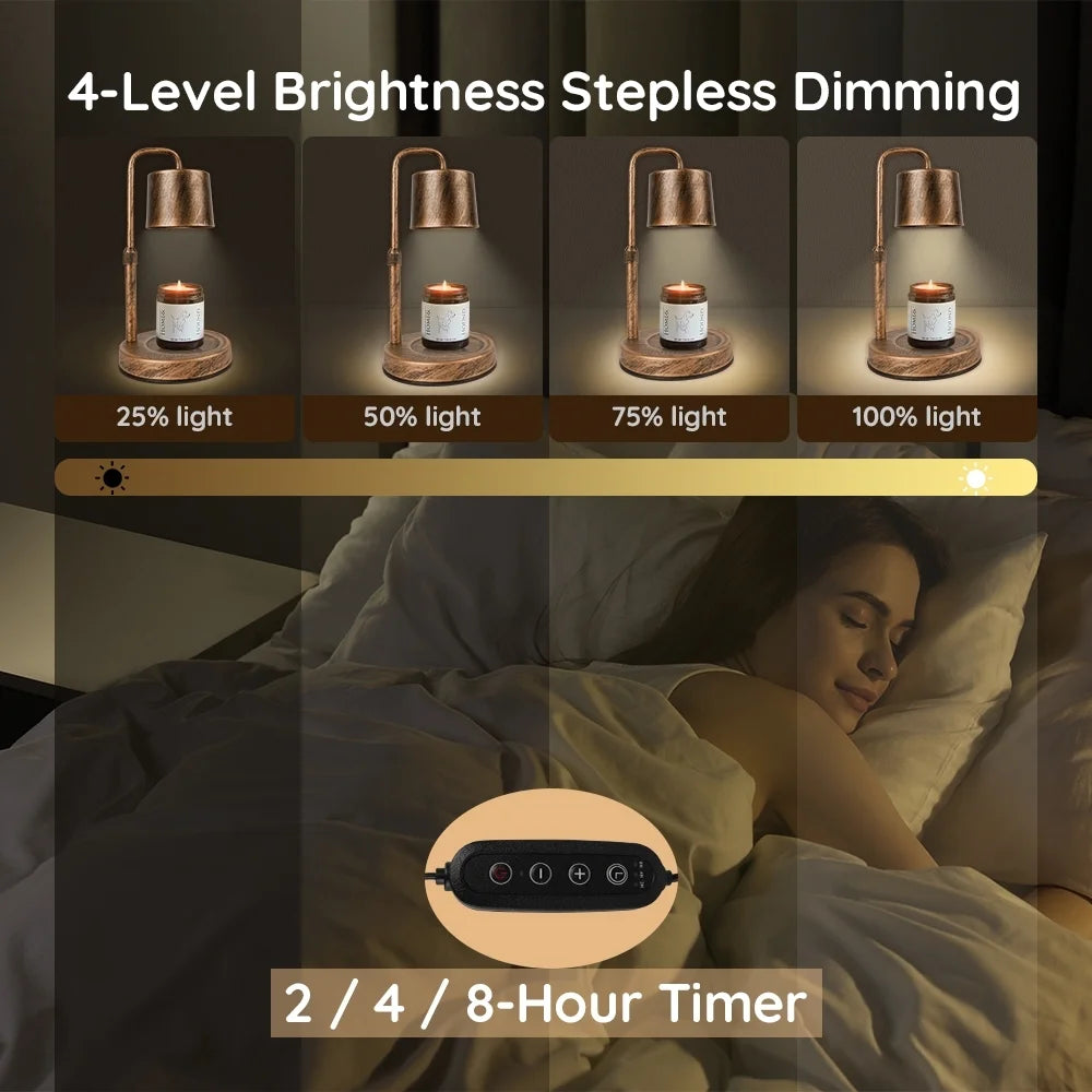 Vintage Metal Candle Warmer Lamp, with Dimmer and Timer & 2 Bulbs, Gifts for Bedroom Living Room