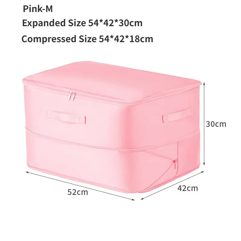 Large Compression Bag Quilt Clothes Closet Cabinet Organizer Storagepouch Ultra Space Saving Self Compression Organizer