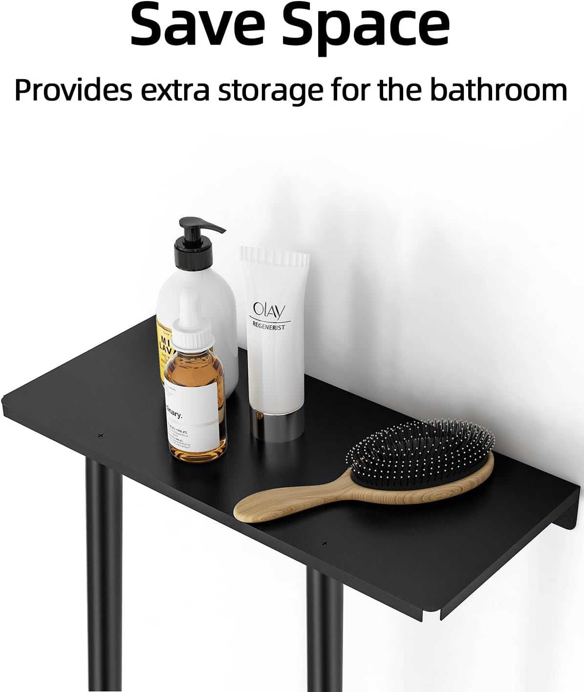 Bathroom Towel Storage Rack, Towel Racks for Bathroom Wall Mounted 30 Inch with Shelf Can Holds 6 Large Towels, Wall Towel Rack for Rolled Towels, Black