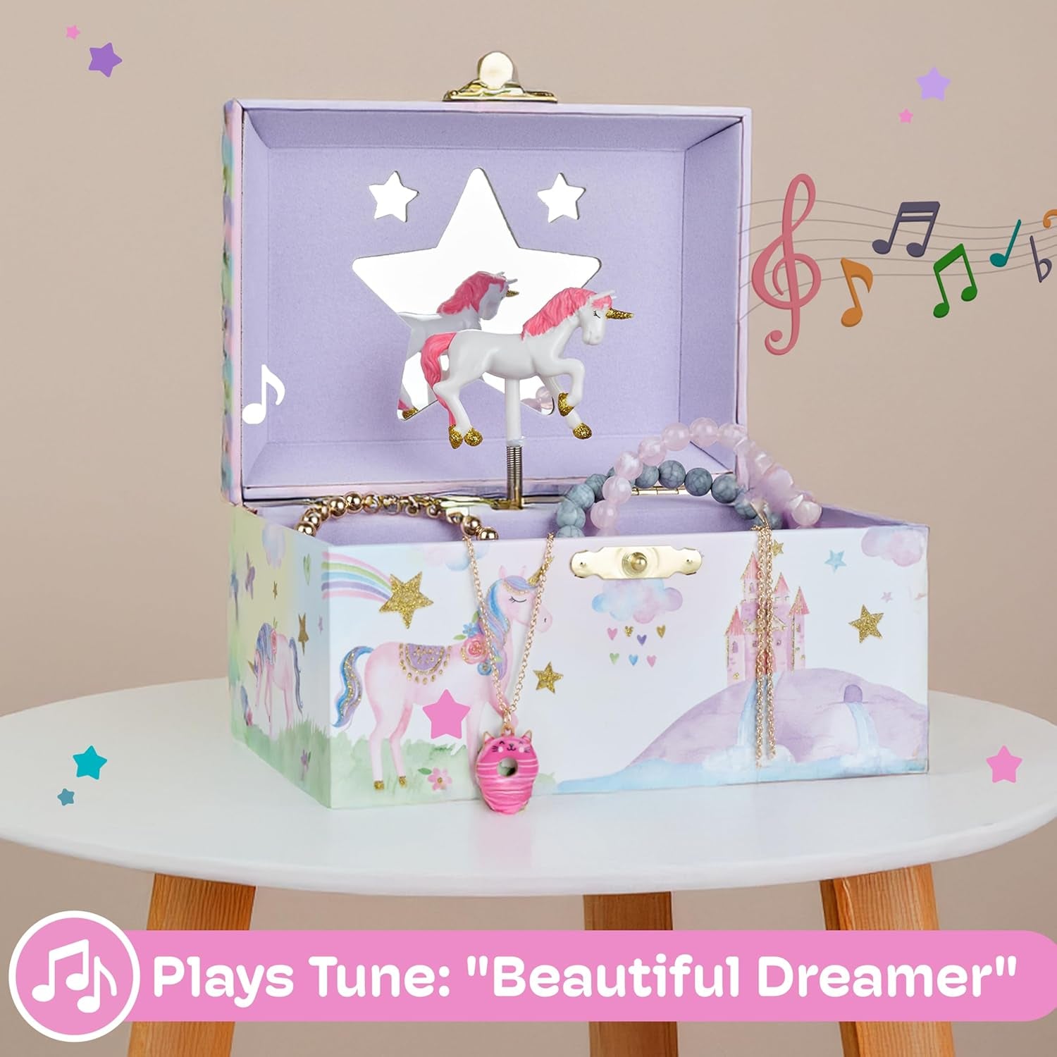 Jewelry Box for Girls, Party Unicorn Musical Jewelry Boxes, the Beautiful Dreamer Tune and Spinning Unicorn Doll, Toys for Girls