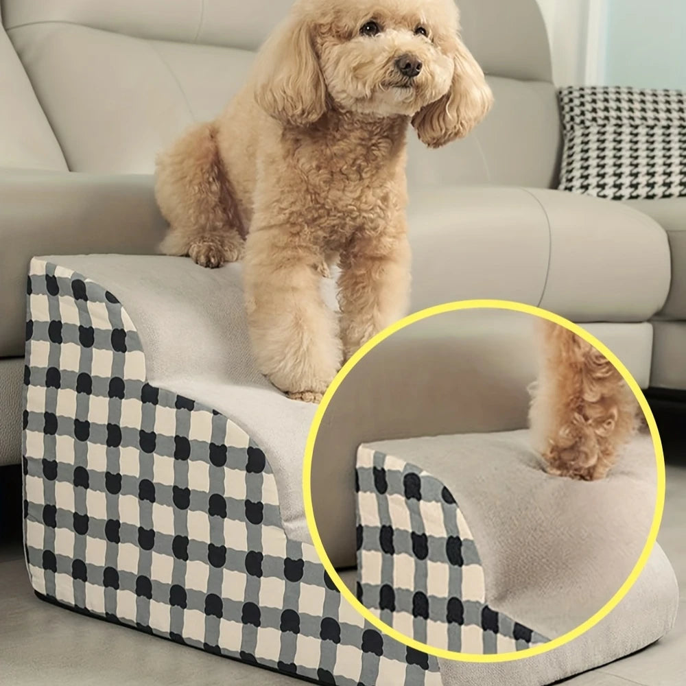 High-Density Foam Non-Slip Pet Steps and Ramps for Older Dogs with Joint Pain - 2/3 Steps Sofa Bed Ladder