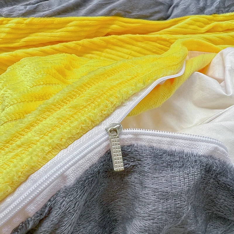 Winter Warm 3Pcs Bedding Sets Double Bed Quilt Cover Thick Double-Sided Velvet King Twin Queen Size Duvet Cover with Pillowscase