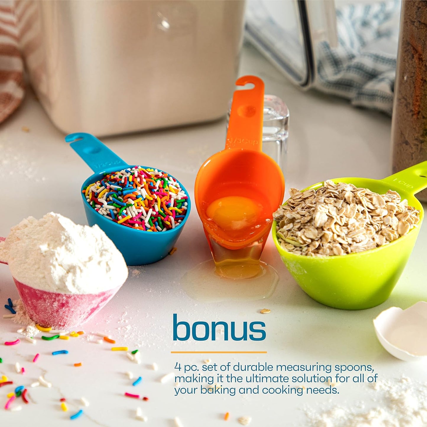 Flour Sugar Storage Containers (5.3L/4Pk) Great Rice Canisters Sets for the Kitchen Pantry, Large Food Storage Containers with Lids Airtight