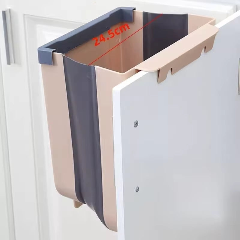 Wall-Mounted Folding Trash Can for Kitchen Cabinets and Vehicles