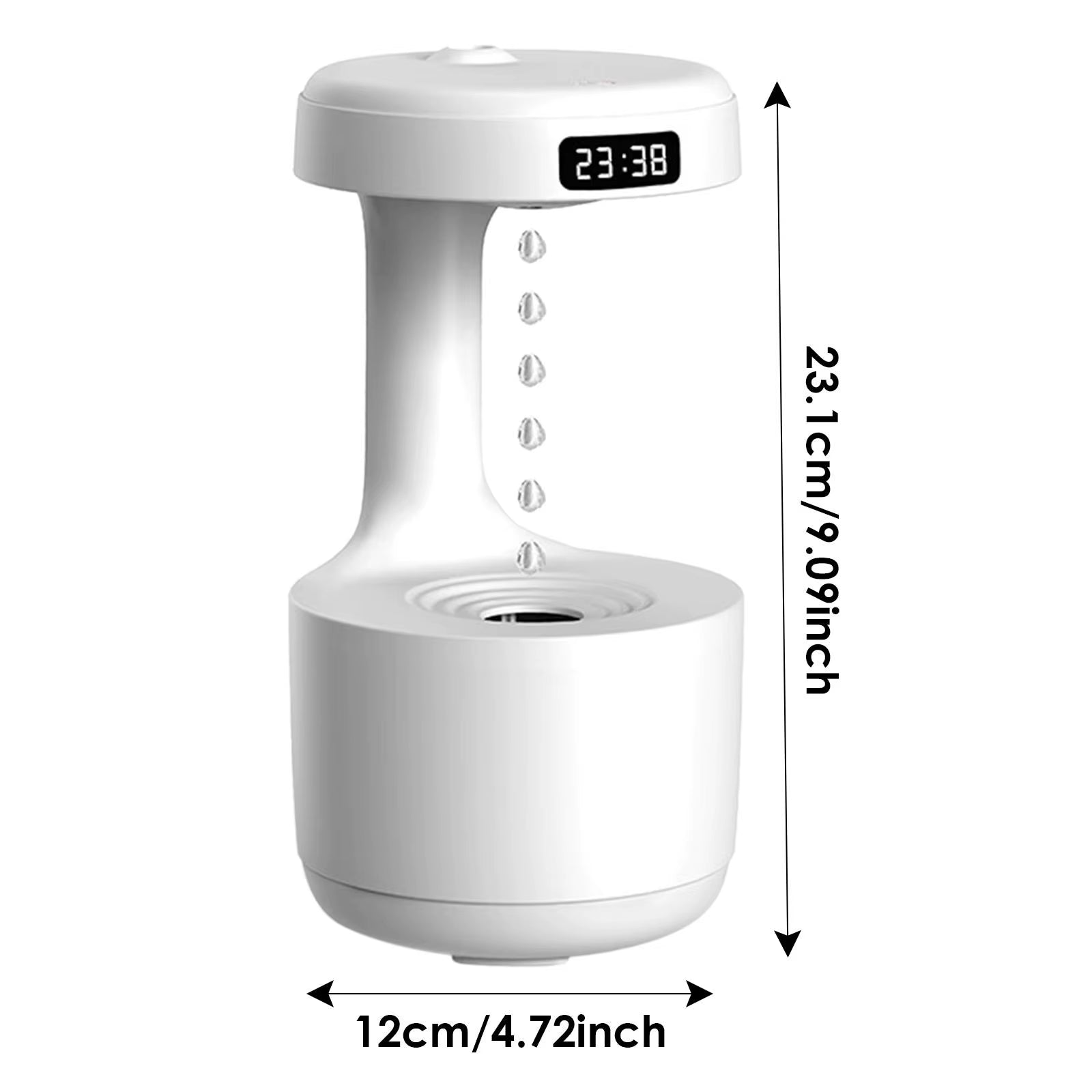800ML Gravity Water Droplets Diffuser Air Humidifier Cool Fogger with LED Display Office Bedroom Desktop