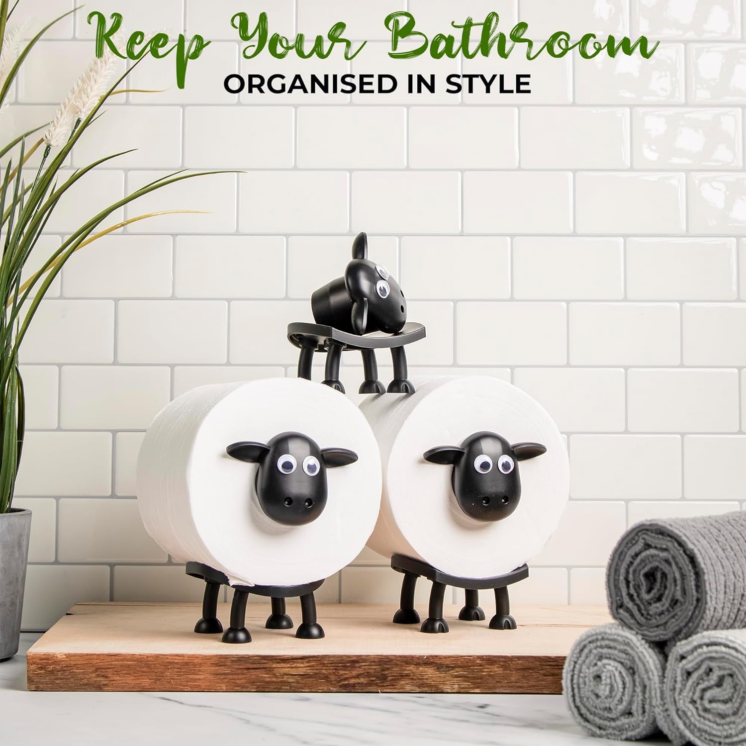 Add a Touch of Whimsy to Your Bathroom with the 3D Printed Black Sheep Toilet Roll Holder Set - Fun, Functional, and Unique Bathroom Decor!
