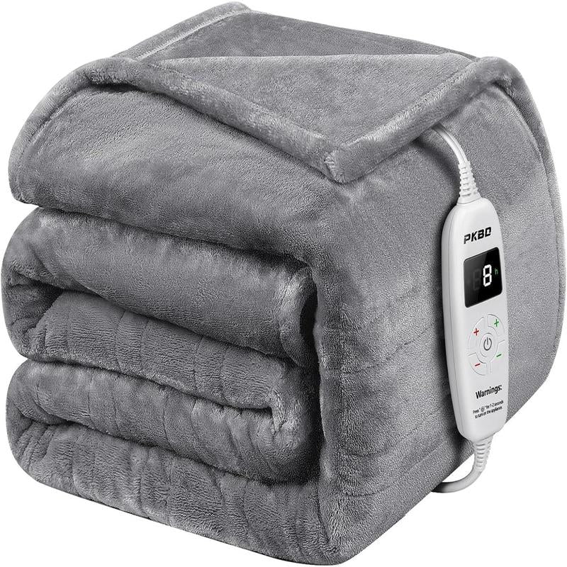 PKBD Heated Blanket, Faux Rabbit Fur Electric Throw with 9 Heat Levels & Auto-Off, Full Body Warming, Machine Washable Winter Gift