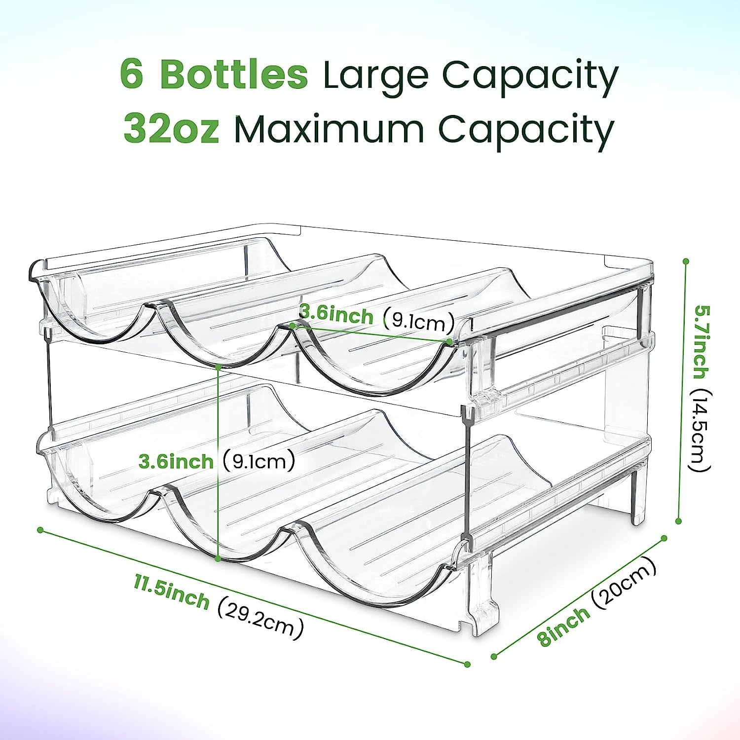 Water Bottle Organizer for Cabinet, 2 Packs Water Bottle Storage Rack, Water Bottle Holder for Cabinet, Stackable Water Bottle Storage Rack