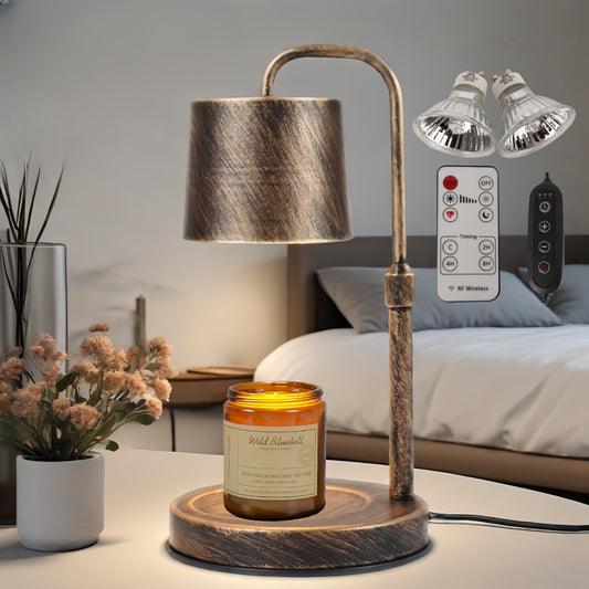 Vintage Metal Candle Warmer Lamp, with Dimmer and Timer & 2 Bulbs, Gifts for Bedroom Living Room