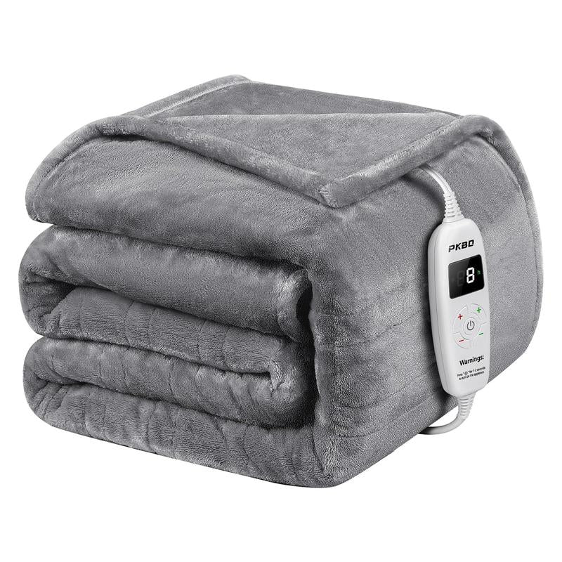PKBD Heated Blanket, Faux Rabbit Fur Electric Throw with 9 Heat Levels & Auto-Off, Full Body Warming, Machine Washable Winter Gift