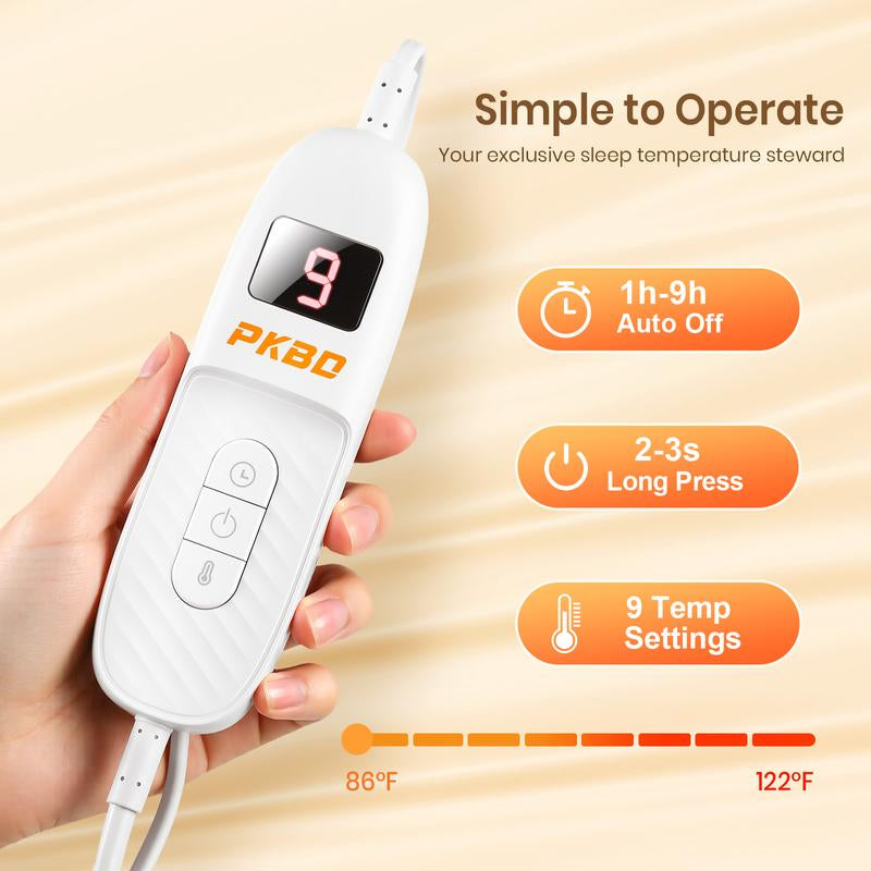 PKBD Heated Blanket, Faux Rabbit Fur Electric Throw with 9 Heat Levels & Auto-Off, Full Body Warming, Machine Washable Winter Gift