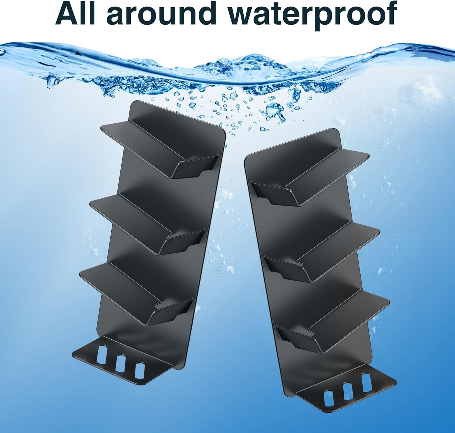 Shower Caddy for Bathroom Storage - Shower Shelf for Bathroom Organizers and Storage, Self-Adhesive Shower Organizer, Bathroom Shelves for Shower Gel Bottles, Black, 2 Pack, 15.75 X 6.5 X 3.74 Inches