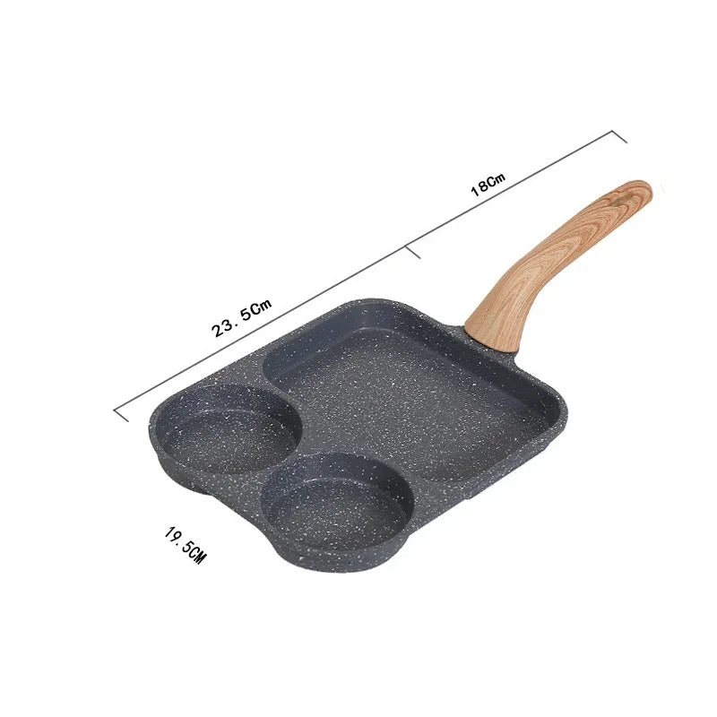 Breakfast Frying Pan Multi-Section Fried Egg Burger Pot Wheat Rice Stone Steak Pot Nonstick Three-In-One Cookware Omelet Pan