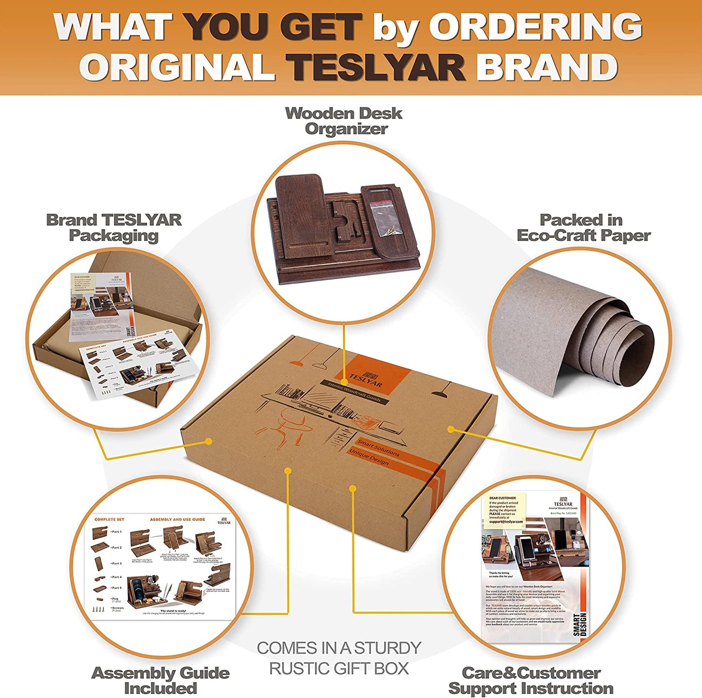 Wood Phone Docking Station for Men - Desk or Nightstand Organizer - Birthday Gifts for Husband, Dad - Anniversary Idea from Wife - Key Holder, Stand Wallet, Watch & Essentials (Bourbon Brown)