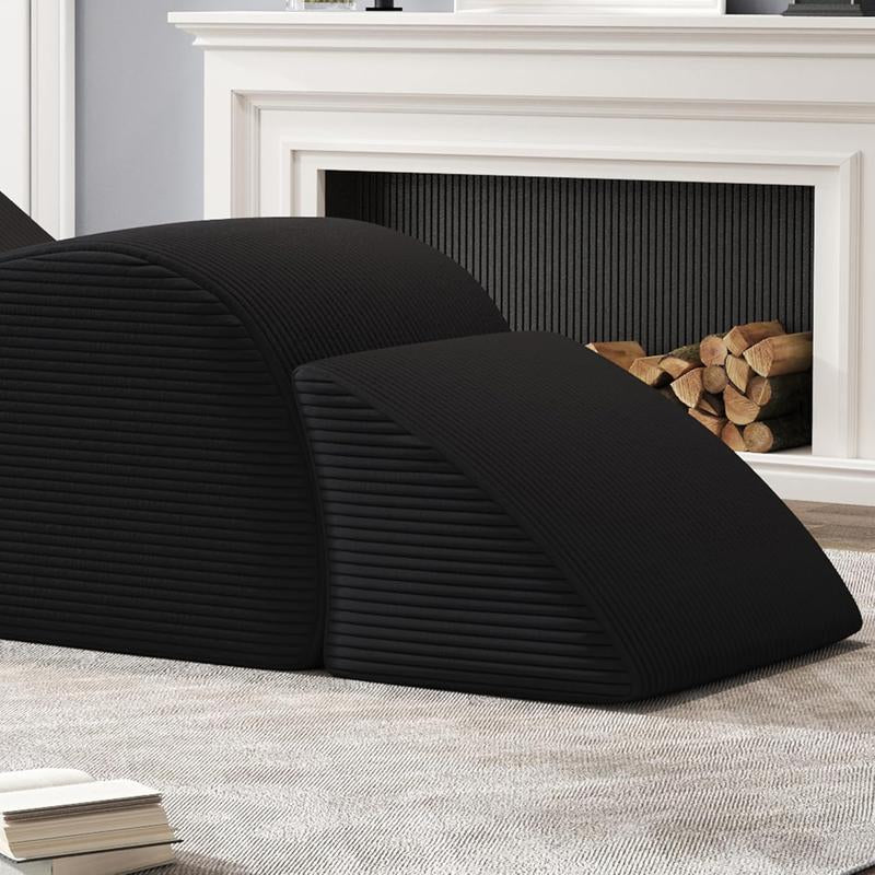 Yoga Chairs for Adults, Ergonomic Chaise Lounge Chair Indoor with Side Pocket, Lumbar Pillow, Ottoman, Yoga Chair Perfect for Stretching, Relaxation, Exercise, Used in Bedroom, Living Room, Black Boneless Couch