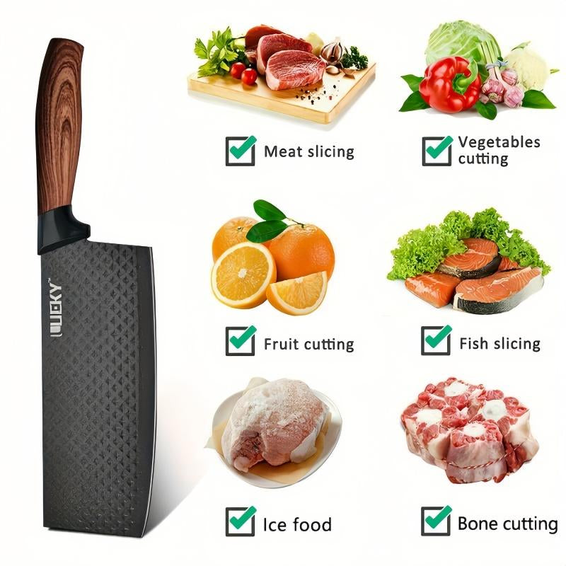 6 Piece Kitchen Knife Set -Chef Knife Set with Non.Stickstainless Steel and Ergonomic Wood Handlekitchen Knivesblock Knife Block Wooden Utensils Kitchenware
