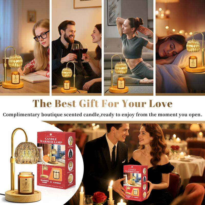 Warmembrace Candle Warmer Lamp, with Free Scented Candle and 2 Bulbs, Height Adjustable with Timer, Unique Boutique Candle Warm Lamp for Home & Bedroom Decor, Ideal Gift for Birthday/Mother'S Day, Halloween Gifts, Christmas Gifts